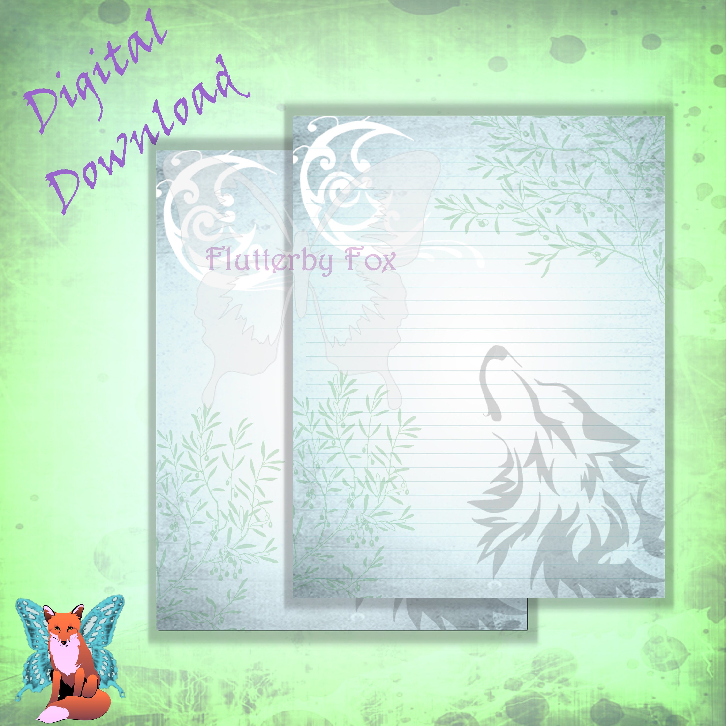 Howling Wolf Stationery Lined Stationery Stationery Kit