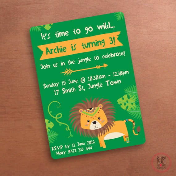 Jungle invite Printable jungle party jungle invitation