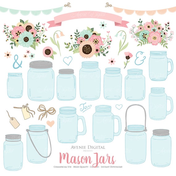 Pink And Mint Mason Jar Wedding Clipart Scrapbook Clip Art Floral Ball Jars Flowers Graphics Rustic Save The Date Cards Invitation Pink And Mint Mason Jar Wedding Clipart Scrapbook Clip Art Floral Ball Jars Flowers Graphics Rustic Save The Date Cards Invitation
