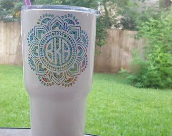 Mandala Decal,monogram tumbler,mandala yeti,mandala tumbler,mandala sticker.mandala monogram,monogram yeti,mandala car decal,mandala custom