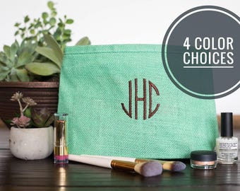 Makeup Bag for Bridesmaids, Personalized Bridal Party Gift Ideas, Custom Bridesmaid Make Up Bags, Monogram Cosmetic Pouch, 533429191