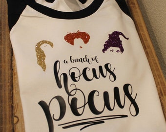 hocus pocus shirt; 3/4 length shirt; a bunch of hocus pocus shirt; women's hocus locus shirt; women's halloween shirt; halloween shirt