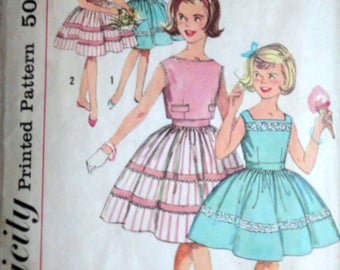 Vintage 60's Simplicity 3415 Sewing Pattern, Girls' One-Dress And Jacket, Size 12, Breast 30, 1960's Fashion, Party Dress