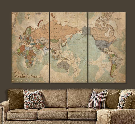 Map of the World with Countries on CANVAS World Map Canvas