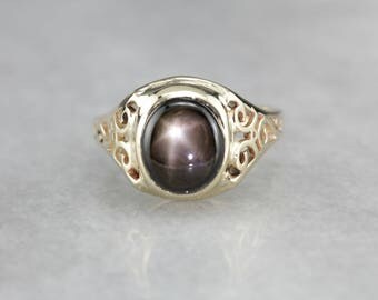 Black Star Sapphire Ring Unique Men's Ring Unique