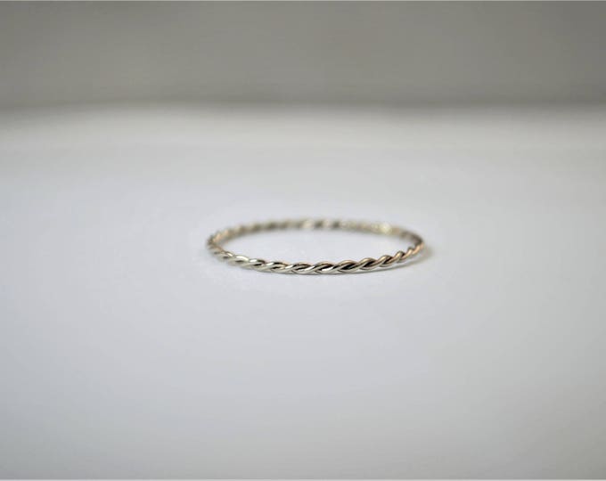 Thin Solid 14k White Gold Twist Stackable Ring(s), Stacking Rings, Dainty White Gold Ring, Solid White Gold Ring,White Gold Rings,White Gold