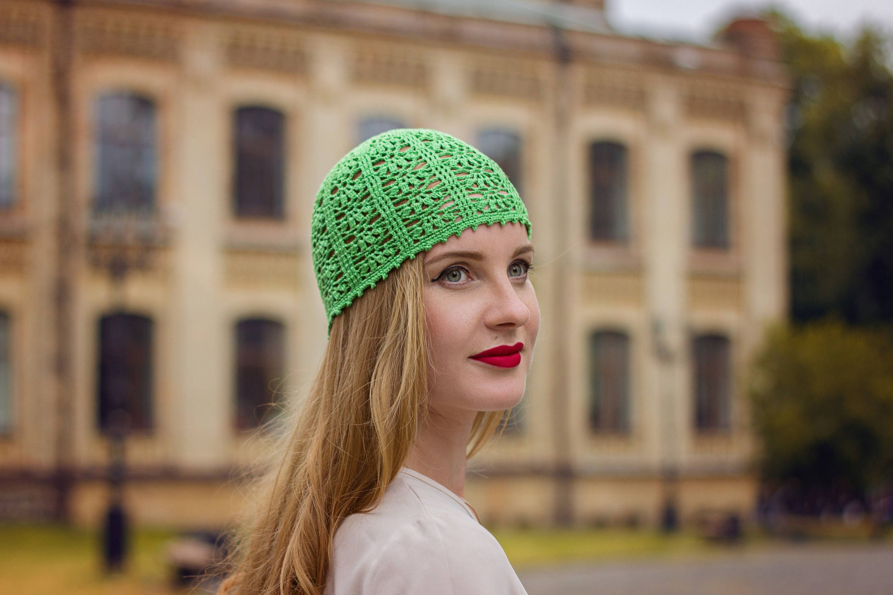 Green Womens Cotton Beanie Hats Cotton Beanie For Sunny and