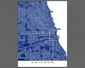 Chicago Map Art Chicago Print Chicago Art Chicago Map