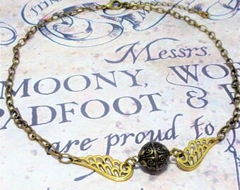 The Golden Snitch Necklace ~ Quidditch Game Harry Potter Inspired Jewellery Bronze Chain Costume Jewelry