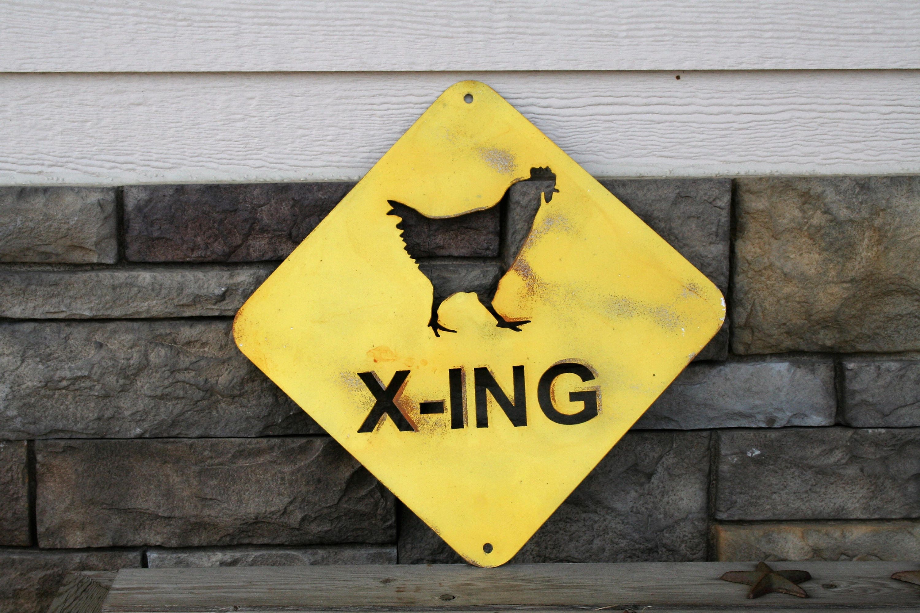 Metal Chicken Crossing Sign, Chicken Coop Sign, rustic chicken sign