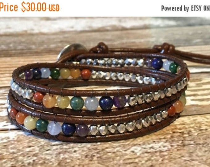 SALE Healing Crystal Bracelet / Chakra Healing Bracelet  / Chakra Bracelet / Chakra Jewelry / Chakra / Chan Luu Bracelet / Leather Bracelet