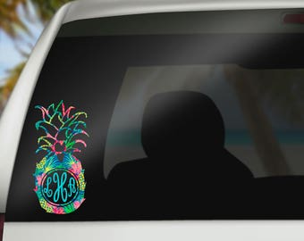 Pineapple Monogram Decal - Pattern Vinyl Pineapple Car Decal - Monogram Decal - Preppy Pattern Vinyl Decal - Yeti Decal - Laptop Decal