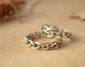 Viking Wedding  rings set, Silver Alternative Braid bands, Braided Matching 2 pcs Rings, Pagan ceremony, Everyday jewelry, Rustic engagement