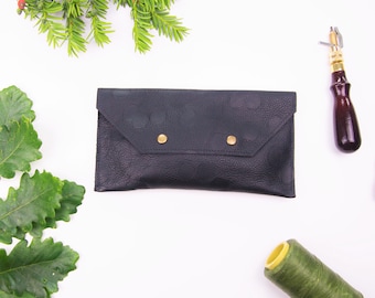 Black leather clutch bag, leather clutch, minimalist clutch bag, black leather purse, black leather bag, womens clutch bag, leather pouch