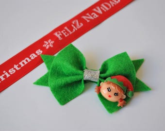 Christmas elf on the shelf or tartan hair bow clip or headband