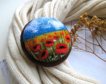 Women gift natural jewelry Gift handmade sister jewelry Needle felted woolen art Jewelry novelty mom gift Colored pin style rustic