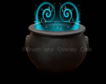 12 Magical Glow/Magic Shine Overlays for Photoshop, Photoshop Elements, Etc. Plus Bonus Cauldron! Perfect for Halloween Photos!