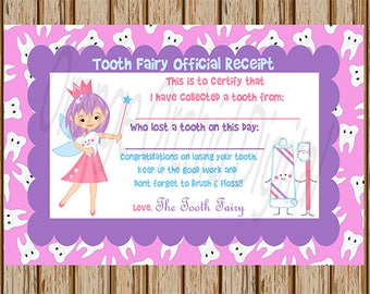 INSTANT DOWNLOAD- Tooth Fairy Receipt- Blank Tooth Fairy Card- Tooth Fairy Certificate- Tooth Fairy Keepsake- Print Your Own- Digital Image
