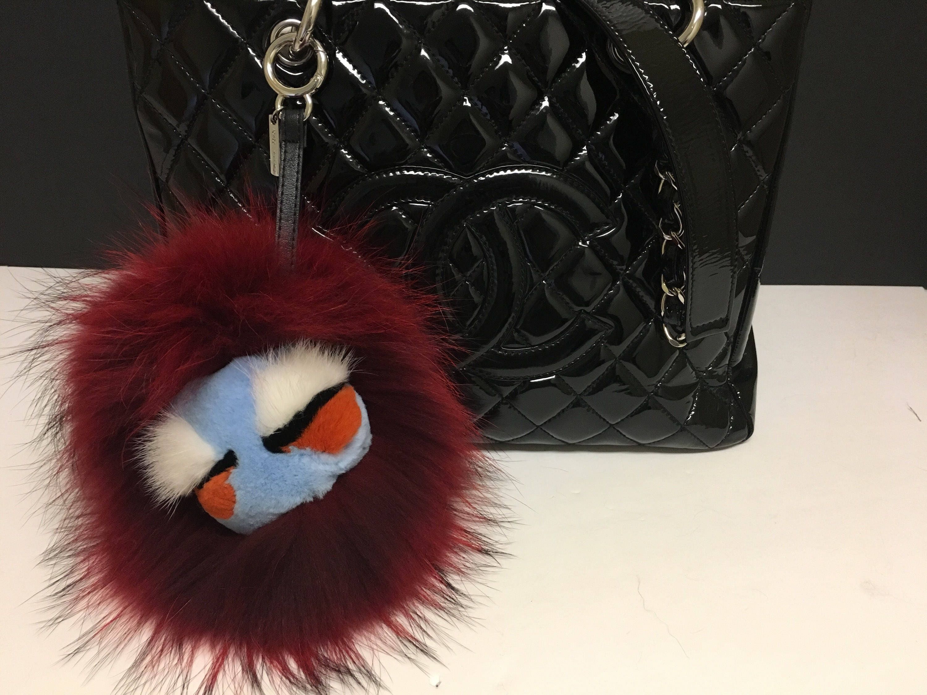 Fur Monster Keychain Fur Pom Pom Ball Bobble Key Ring Bag