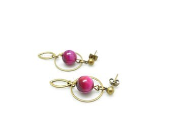 Stud Earrings ~ pink stones.