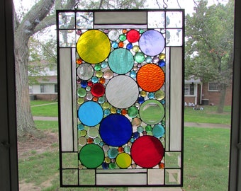 Contemporary Wall Art Stained Glass Panel Modern Abstract