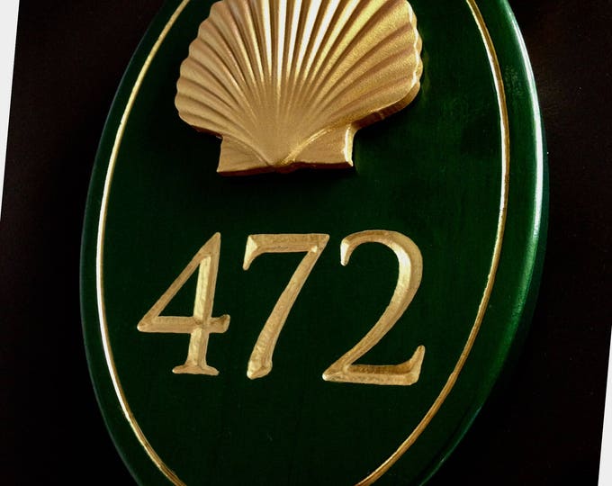 Handcrafted house number signs - with figure 3 + numbers - 6.5" x 10" x 1"