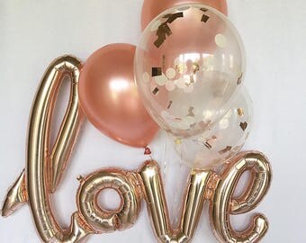 Rose Gold Balloons Love Balloon Rose Gold Balloon Bridal Shower Wedding Decor Rose Gold Wedding Rose Gold Bridal Shower Confetti Balloons