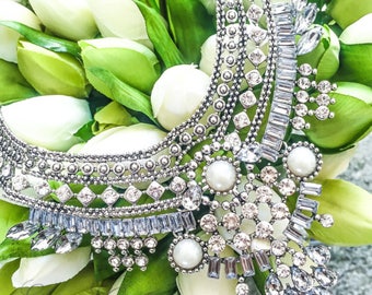 GISELLE - Pearl & Rhinestone Statement Necklace