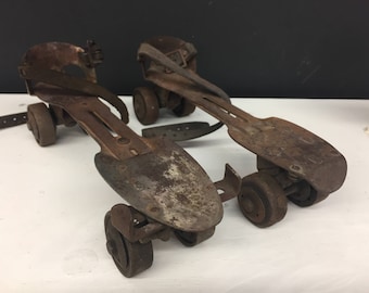 Vintage Antique Chapin-Stephens Co. Metal Roller Skates 1920s Collectible Decor