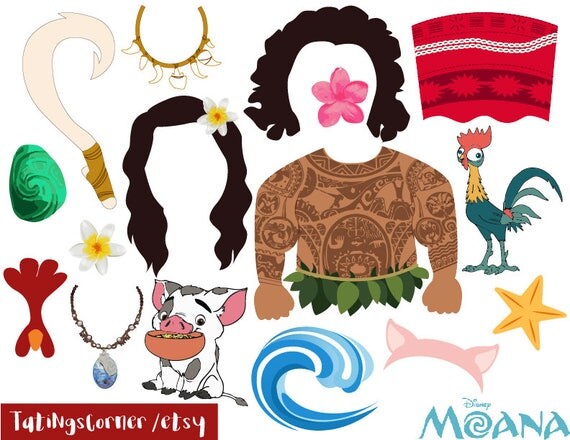 Moana photobooth printable Moana photo booth Moana props