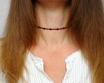 Choker necklace Gift for girlfriend Agate Jewelry Beaded choker agate necklace Minimal Necklace Simple choker Delicate Choker Agate choker
