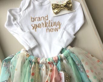 Brand sparkling new shabby chic tutu goong home outfit newborn photos outfit