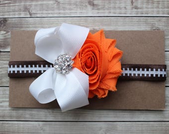 OSU Cowboys inspired headband, UT Tennessee orange and white football girls bow, Clemson baby headband