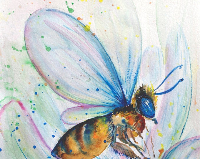 ORIGINAL Honey Bee Watercolor Painting Nursery Art Honey Bee Art Original artwork Honey Bee Watercolor Art Nursery Decor Nursery wall art