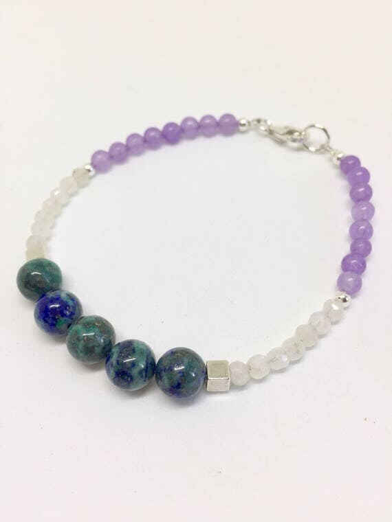 Azurite bracelet Mixed gemstones amethyst bracelet