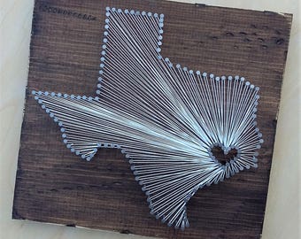 Texas String Art, State String Art, Texas Nail Art, Rustic Decor, custom sign, Texas love, Texas home, Texas decor, 12x12