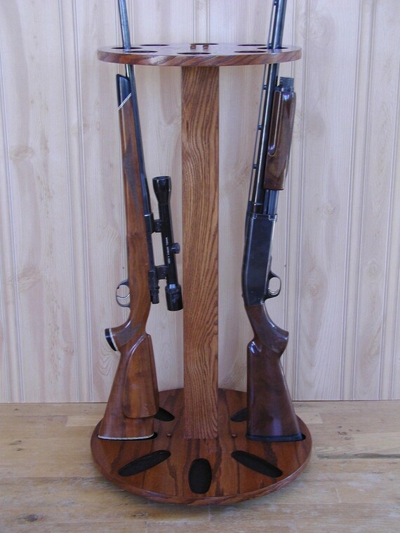 8gun rotating gun rack oak wood Beautiful