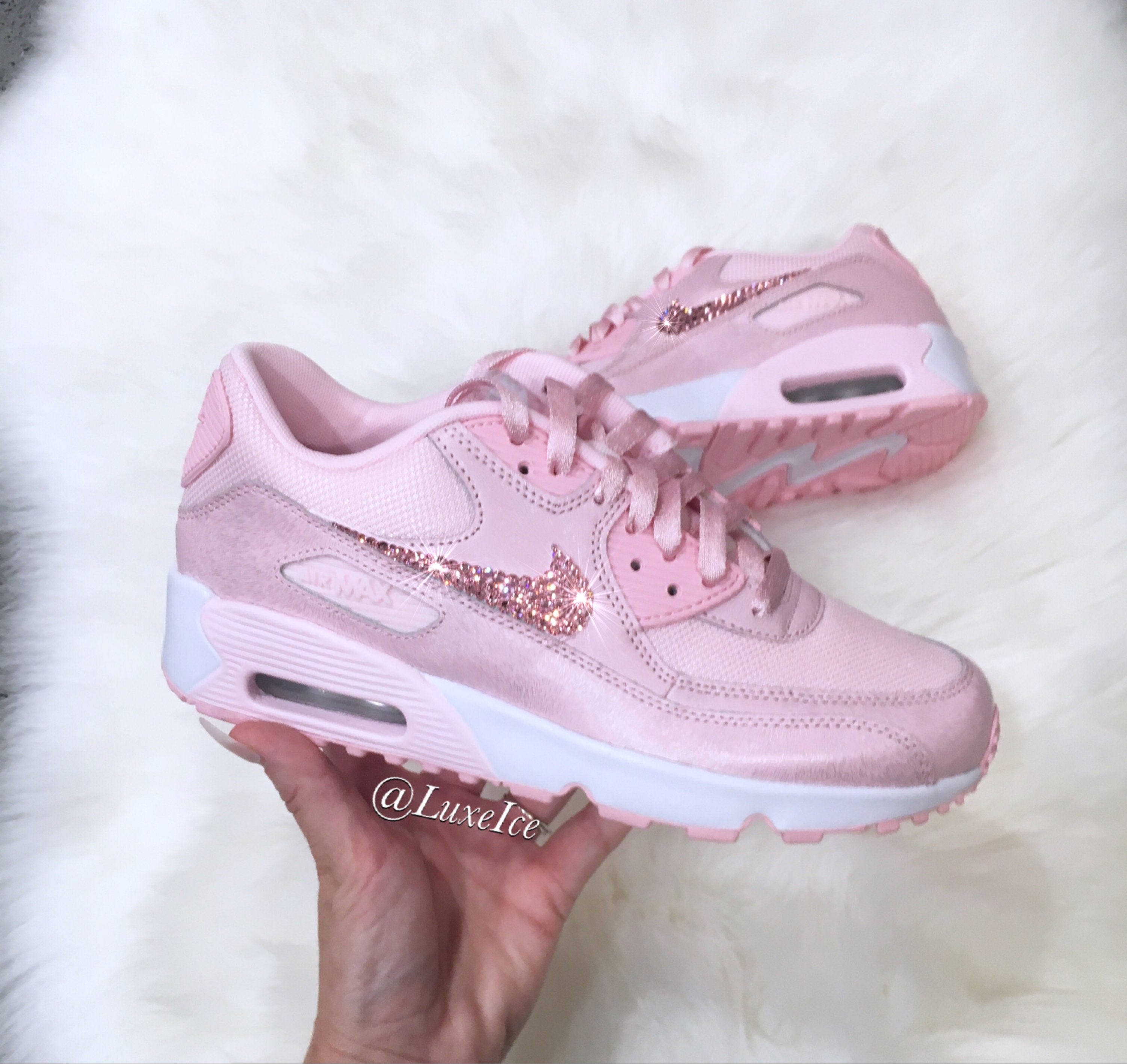 Nike Air Max 90 Prism Pink/White customized with Light Pink