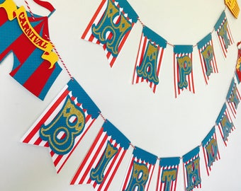 Carnival Happy Birthday Banner, Circus Party Happy Birthday Banner, Carnival Birthday Sign