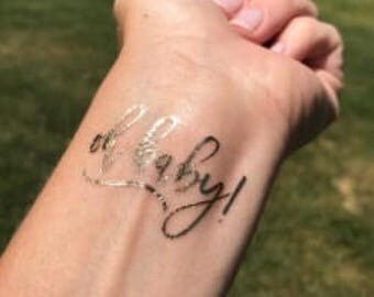 Gold Oh Baby!, Temporary Tattoo, Baby Shower Favor, Baby Shower Decor, Oh Baby!, New Mom Gift, Baby Shower Gift, Pregnancy Gift, Baby Shower