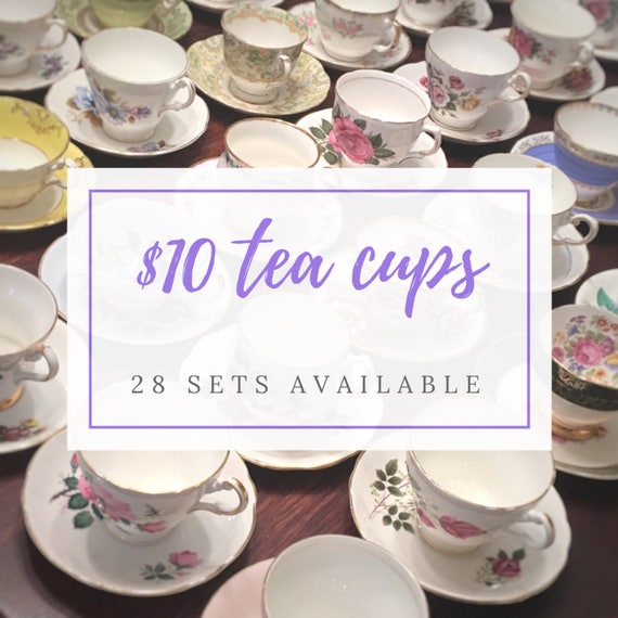 Complete Tea Party Set Mix and Match Vintage Tea Cups