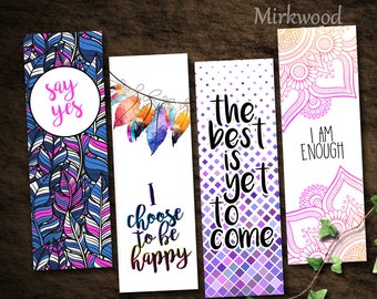 Unicorn Bookmarks Printable Set of 4 Rainbow Unicorn