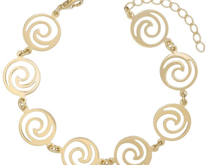 Swirl Gold Plated Bracelet, Swirl Chain Bracelet, Sterling Silver Swirl Bracelet, Layering Bracelet, Gold Plated Bracelet Swirl Bracelet
