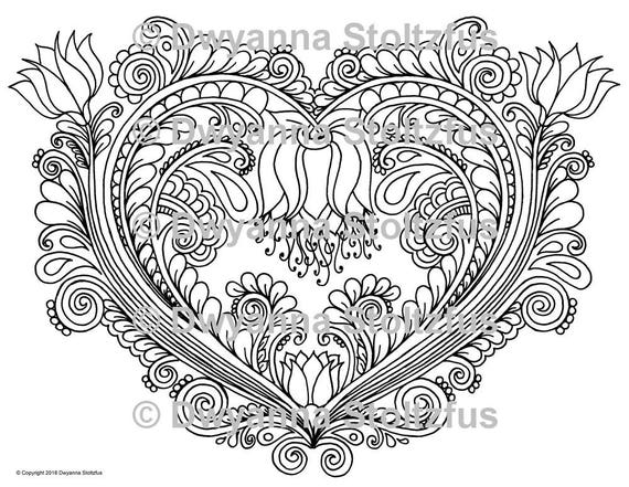 Heart Design Coloring Page JPG