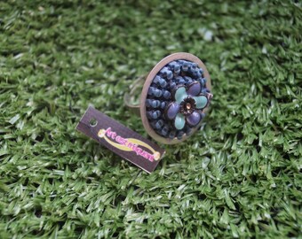 Bague fermeture éclair bleu