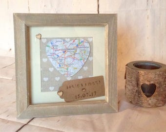 Wedding gift map frame, Valentine's Day gift, wedding gift, wedding map frame, personalised wedding gift, personalised map frame, mr & mrs