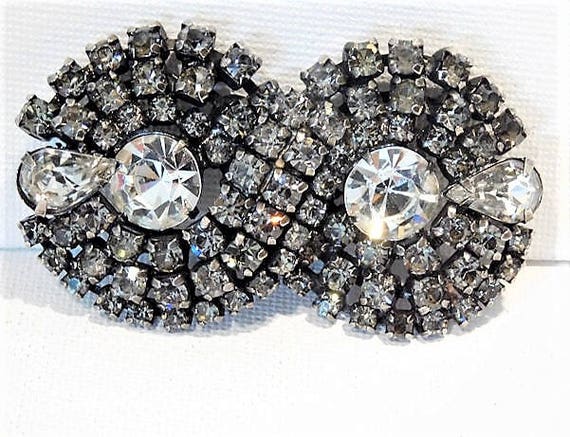KRAMER Rhinestone Brooch Late 1940s Early 1950s Art Deco Mid Century Designer Fashion Jewelry Wedding Bride Bridal