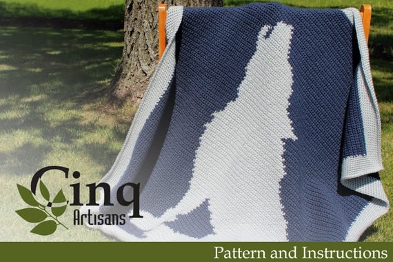 Wolf Silhouette Baby Blanket Crochet Pattern and Chart