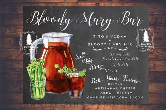 Bloody Mary Bar sign Chalkboard Sign Printable Bar sign