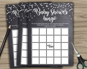 Baby Shower Bingo Game for Lumberjack Winter Mountain Baby